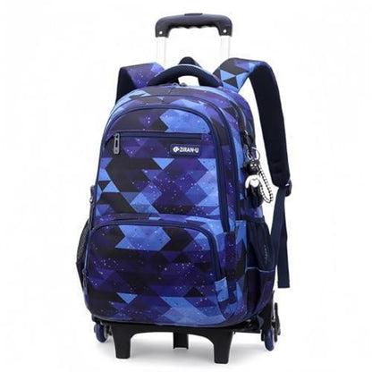Trolley Schulranzen für Jungen – Abnehmbarer Rucksack mit Rollen, Blau