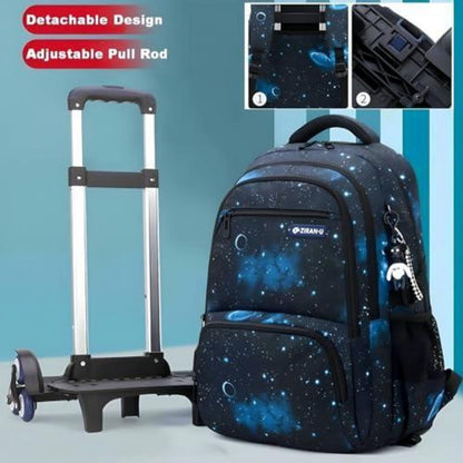 Trolley Schulranzen für Jungen – Abnehmbarer Rucksack mit Rollen, Blau