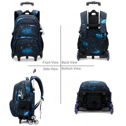 Trolley Schulranzen für Jungen – Abnehmbarer Rucksack mit Rollen, Blau