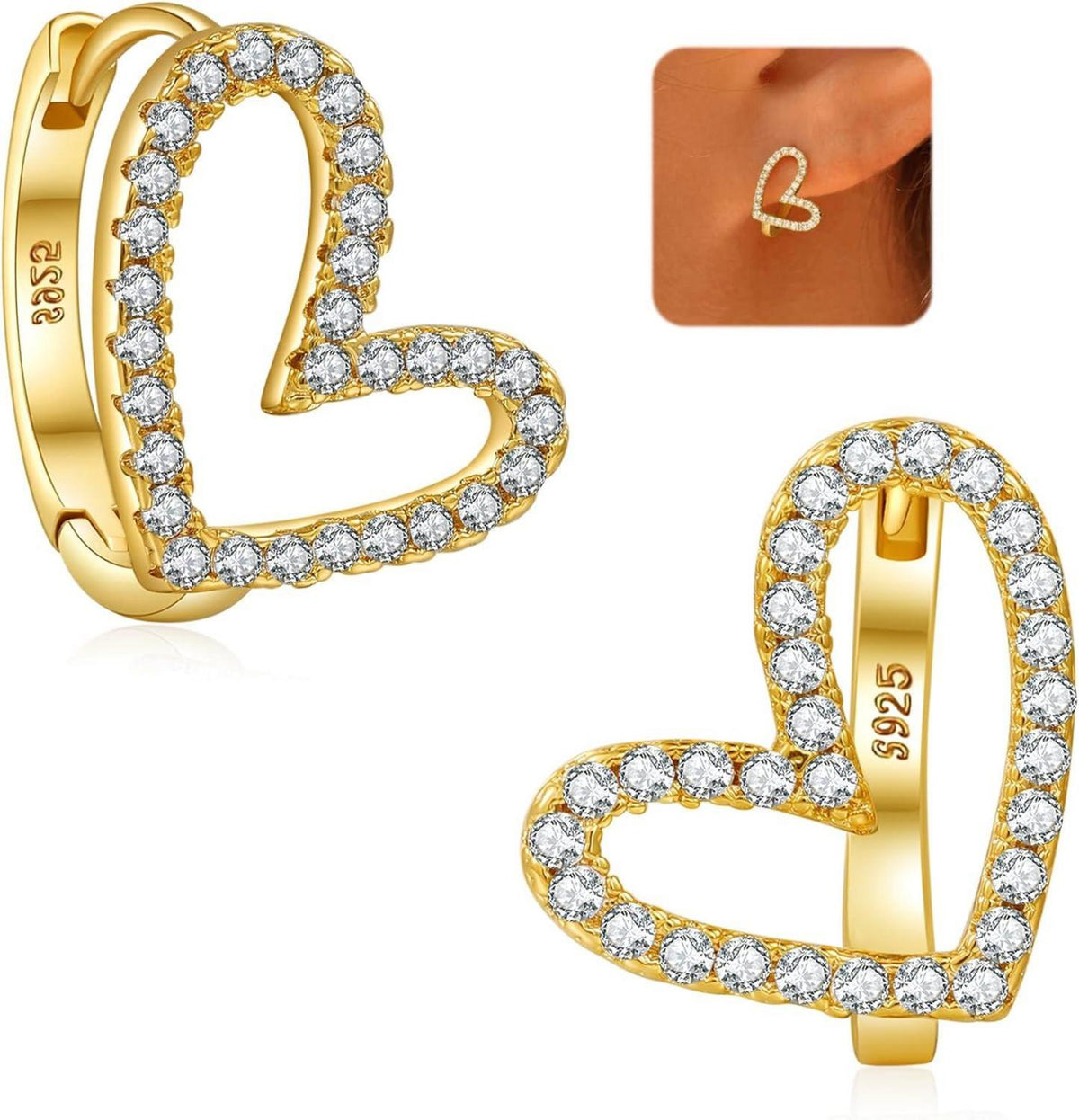 Herz Creolen Silber 925 Zirkonia Ohrringe Rosegold Schmuck