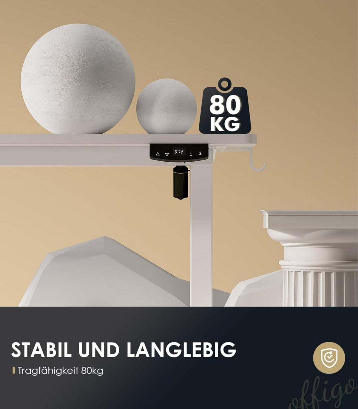 120cm Höhenverstellbarer Schreibtisch Elektrisch USB Memory White