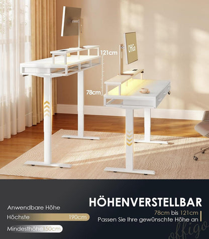 Elektrischer Schreibtisch mit Schubladen, Höhenverstellbar