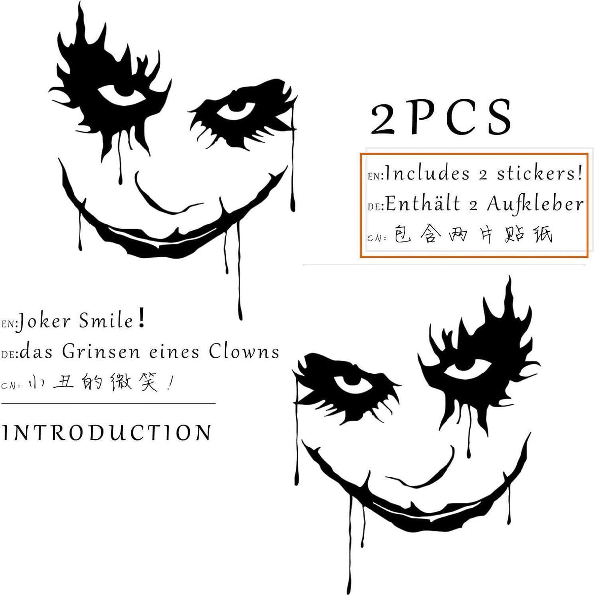 2x Gotham Clown Aufkleber – Wasserdichte Autoaufkleber
