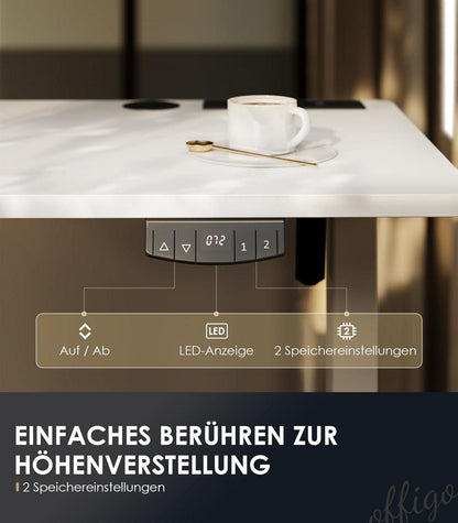 Höhenverstellbarer Schreibtisch 140cm Elektrisch mit USB und Memory