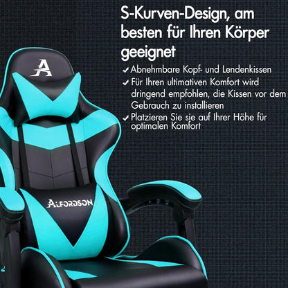 Massage-Gaming-Stuhl mit Neigung und Fußstütze, ergonomischer