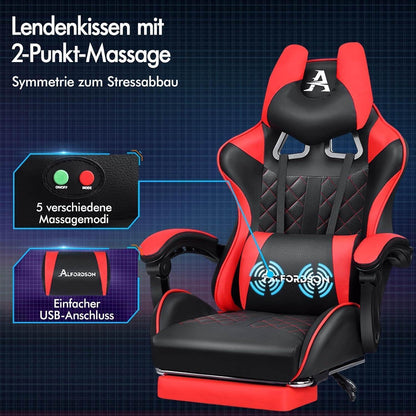 ALFORDSON Bequemer Gaming-Bürostuhl mit Fußstütze und
