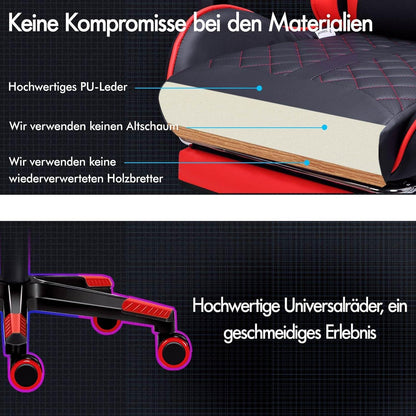 Bequemer Gaming-Bürostuhl mit Fußstütze und