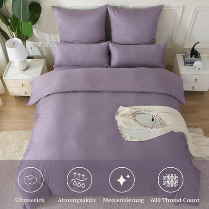Satin Bettwäsche Set 220x240 - Grauviolett, 3-teilig