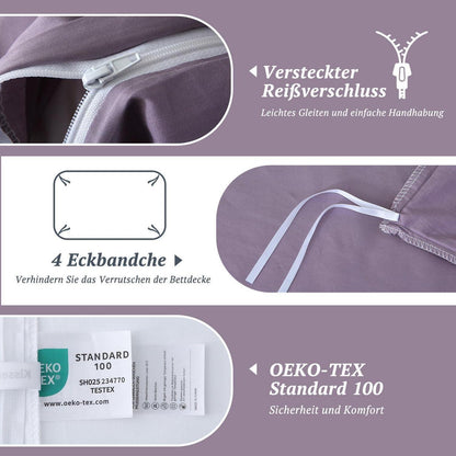 Satin Bettwäsche Set 220x240 - Grauviolett, 3-teilig