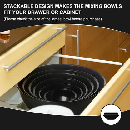 12-teiliges Salatschüssel Set mit Deckel – Rührschüsseln Schwarz
