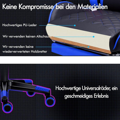 Bequemer Gaming-Bürostuhl mit Fußstütze