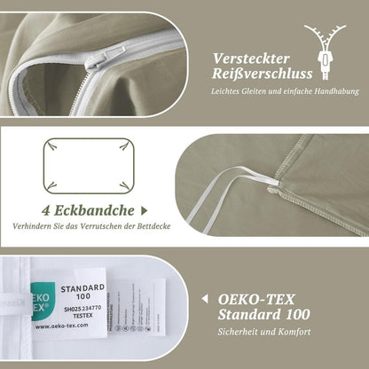 Satin Bettwäsche Set 135x200 - 4tlg. Baumwolle, Luxus