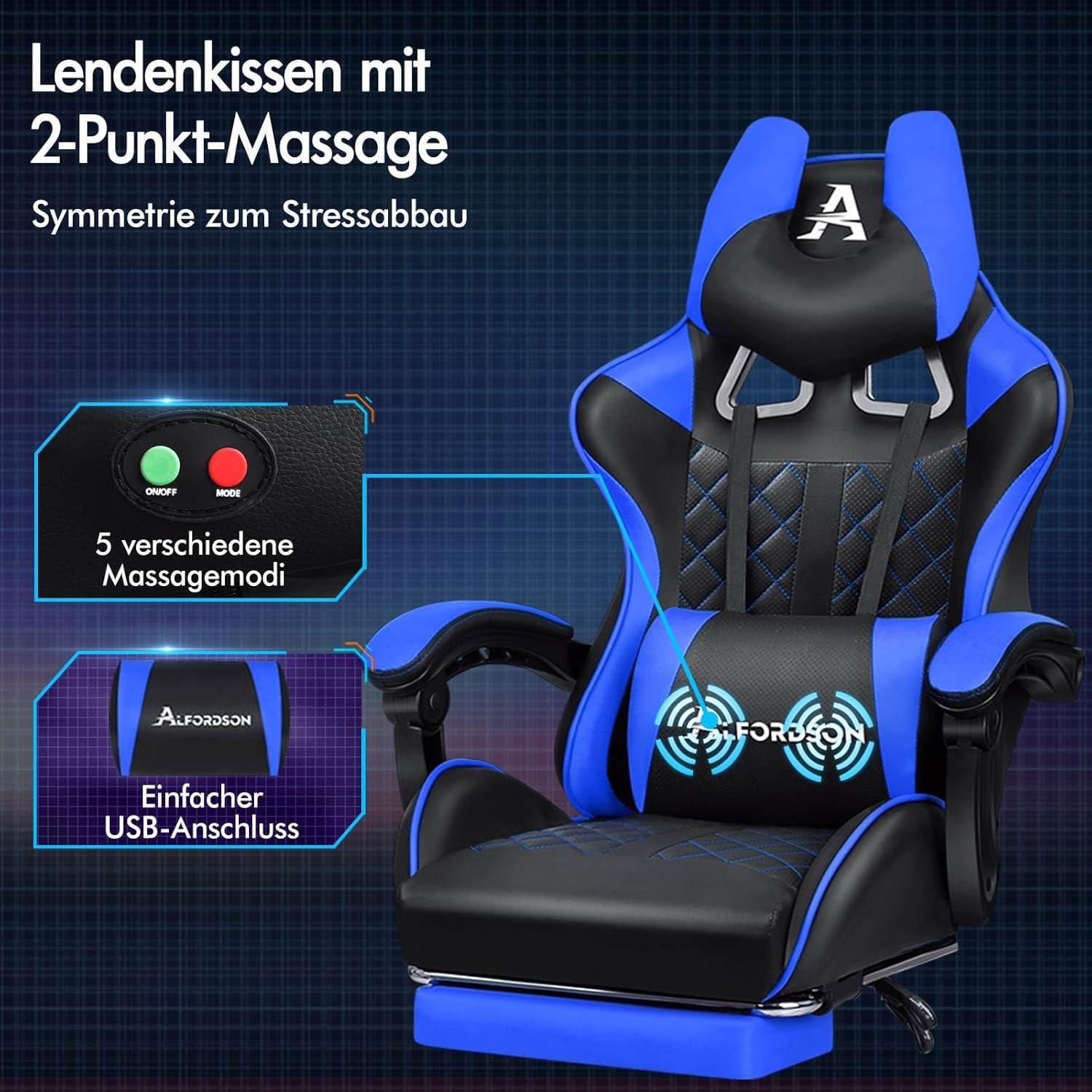 Ergonomischer Premium-Gaming-Stuhl mit Fußstütze und