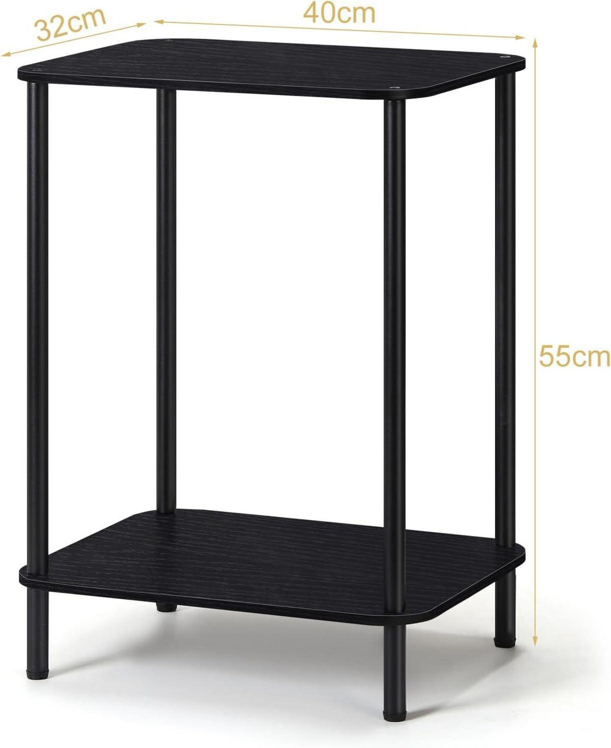 Modernes 2er Set 2-Stufiger Nachttisch Schwarz 40x32x55cm