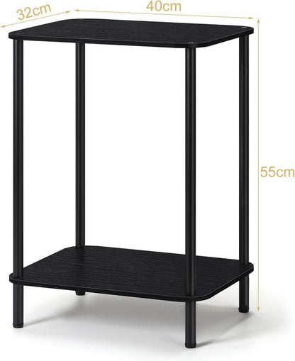 Modernes 2er Set 2-Stufiger Nachttisch Schwarz 40x32x55cm
