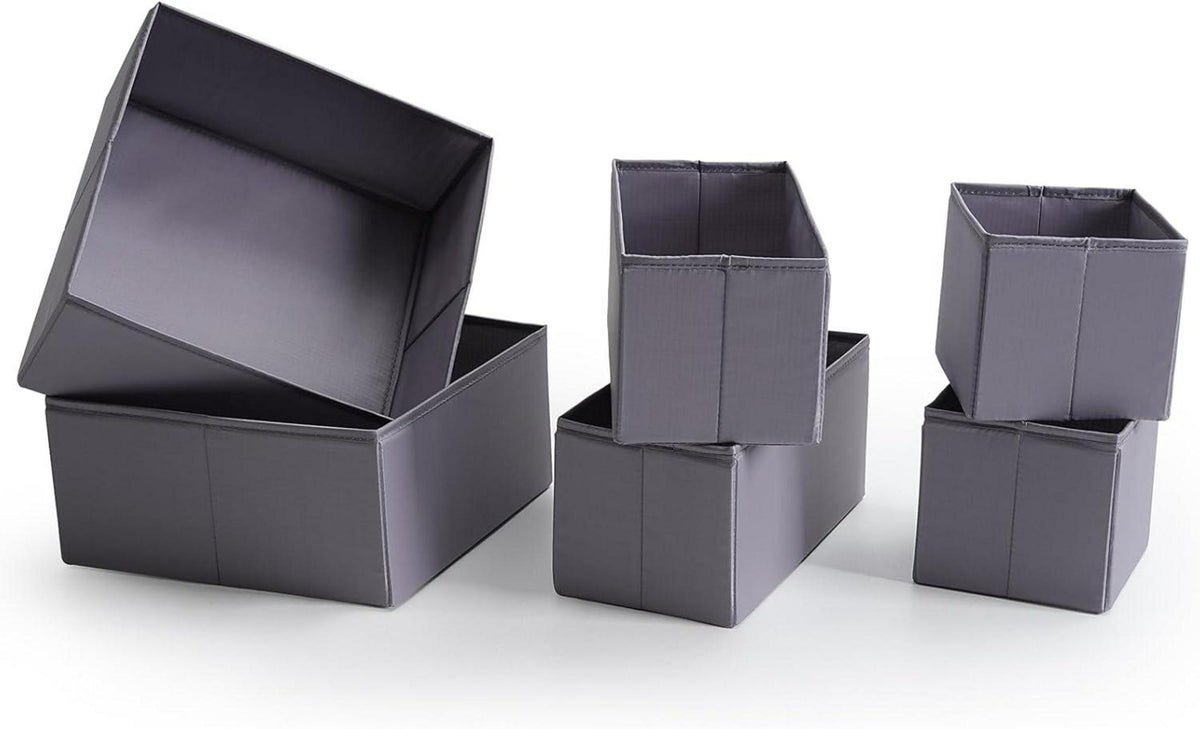 Schubladen Organizer 12er-Set Dunkelgrau Stoff Aufbewahrungsboxen
