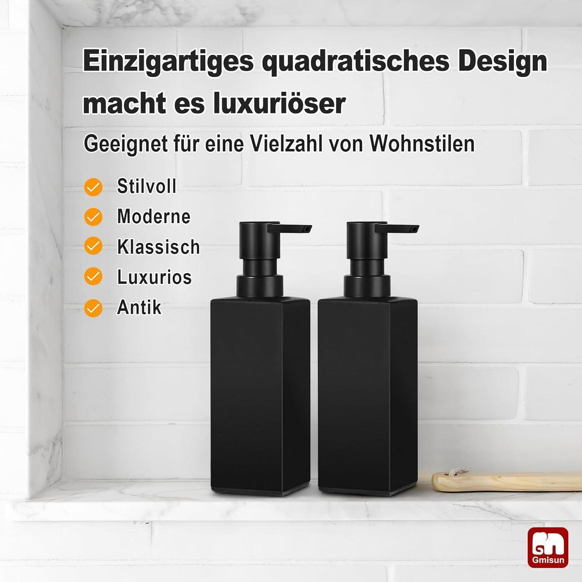 Schwarzer Seifenspender 2er-Set – Modernes Glas für Küche & Bad