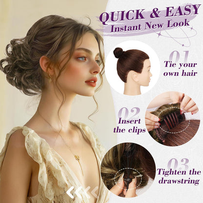 Dunkel Braun Pferdeschwanz Haarteil 25cm Synthetisch Damen Ponytail Extension
