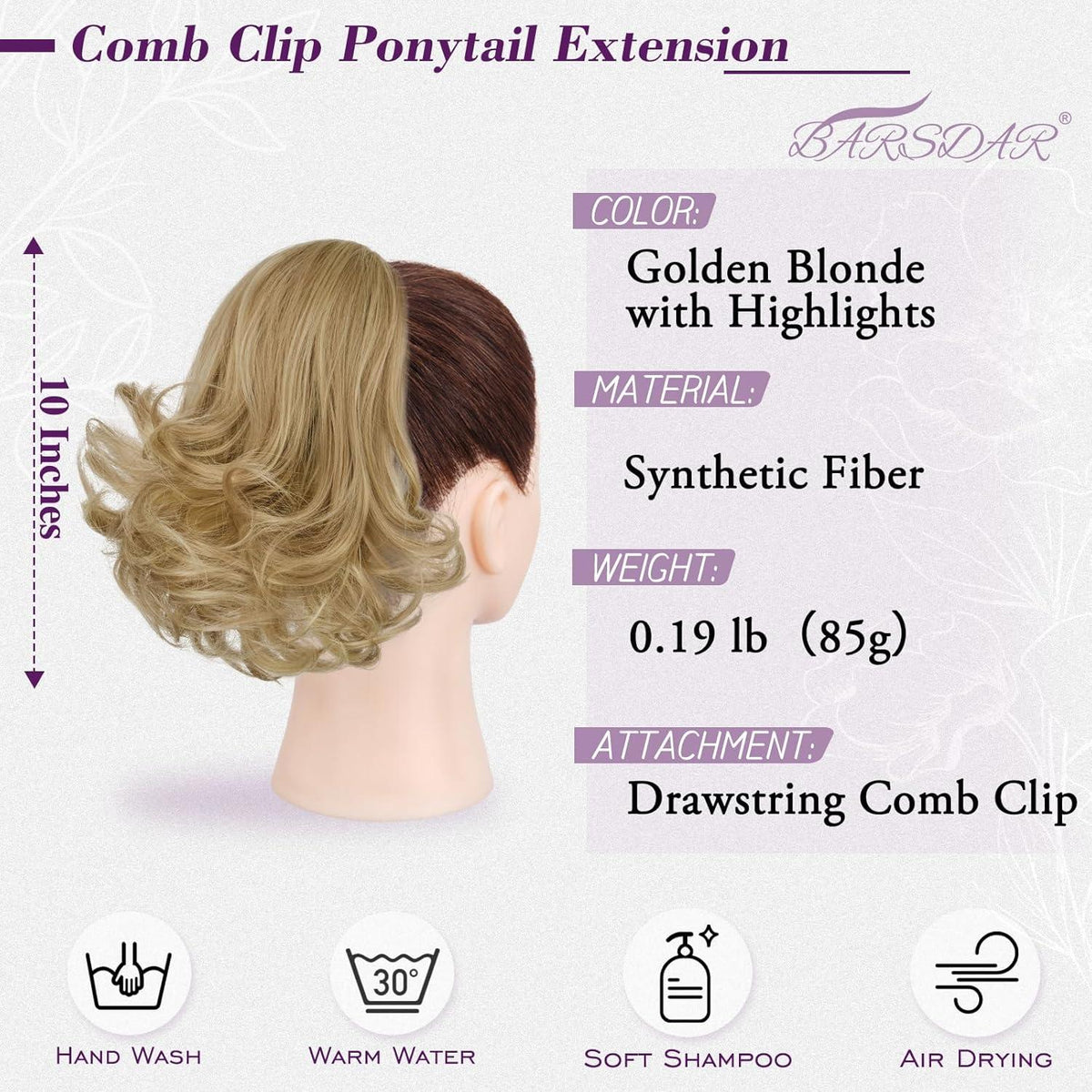 25cm Welliger Pferdeschwanz Haarteil Goldene Blond