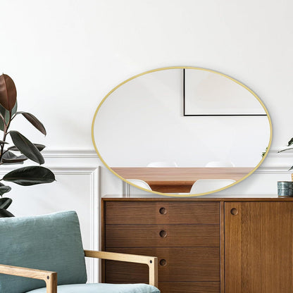 Oval Wandspiegel Gold 51x71 cm - Moderner Badspiegel für Wohnraum