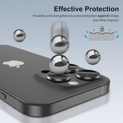 Kameraschutz für iPhone 16 Pro/Max 9H Härte Titan Schwarz 4er Set