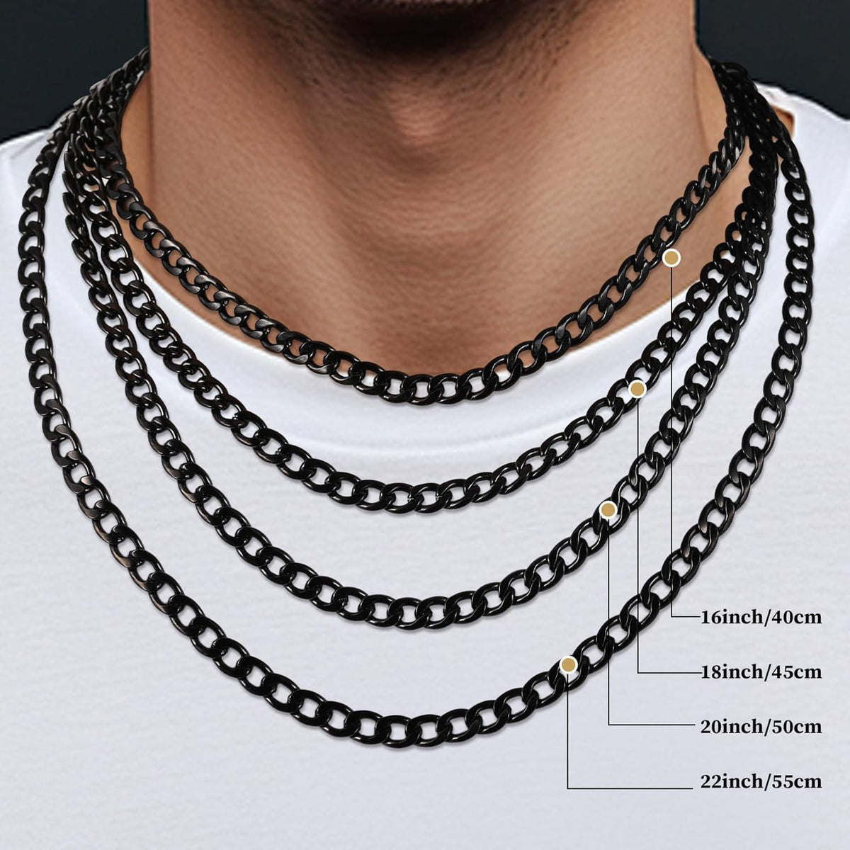 Kreuz Halskette Set Herren Edelstahl Silber/Gold/Schwarz