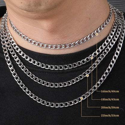 Kreuz Kette Herren Edelstahl Halskette Kubanische Anhänger Silber Gold