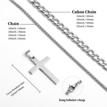 Herren Halskette Kreuz Anhänger Edelstahl Kubanische Kette