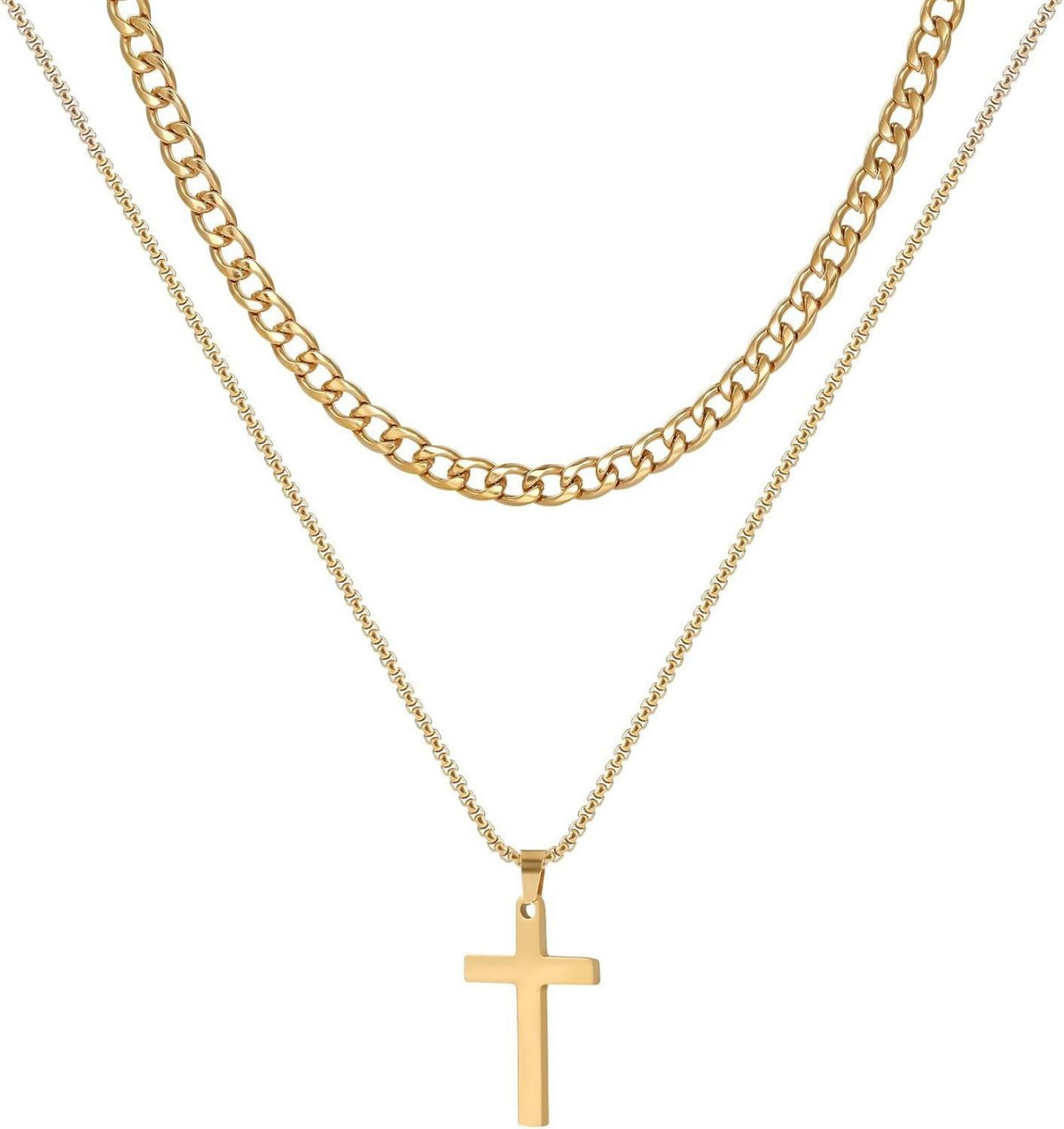 Kreuz Halskette Set Silber Gold Schwarz Kubanische Kette