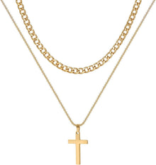 Kreuz Halskette Set Silber Gold Schwarz Kubanische Kette