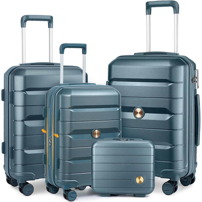 Hartschalenkoffer Set 4-teilig Blau mit TSA-Schloss & Doppelrollen