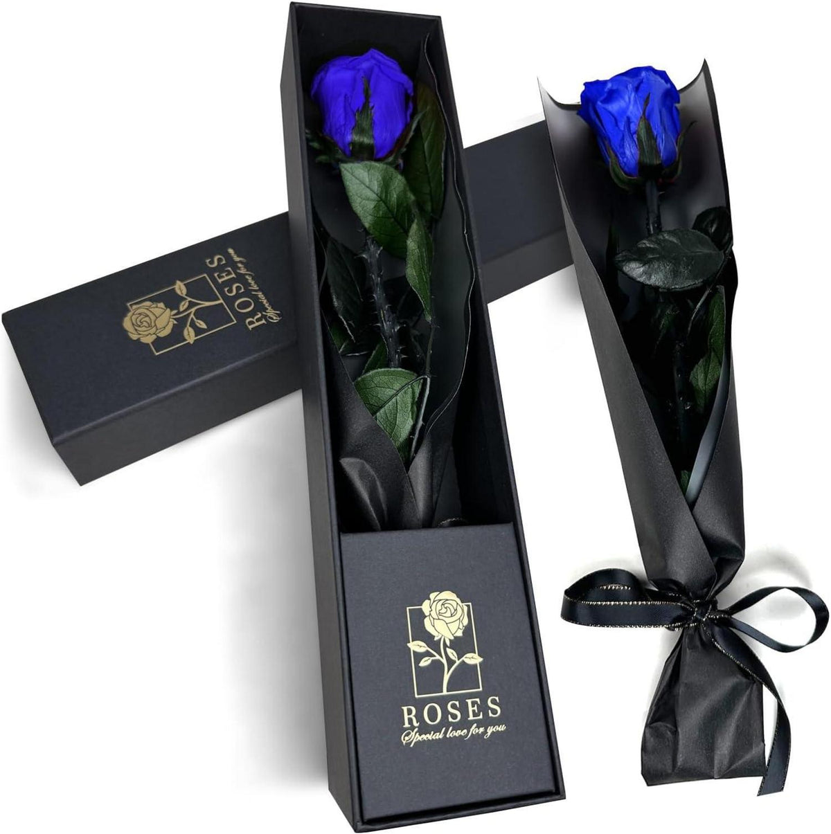 Ewige Rose Geschenkbox Ewige Blüte für Frauen Dekoration Blau