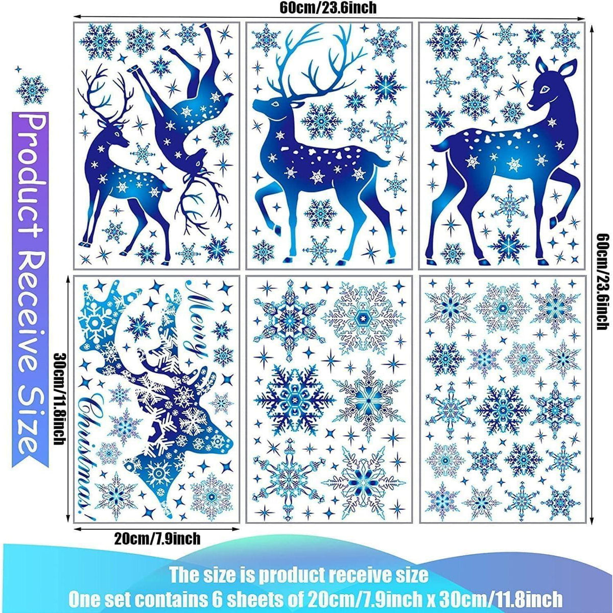 Fensterbilder Weihnachten Blauhirsch Selbstklebend PVC 6er Set