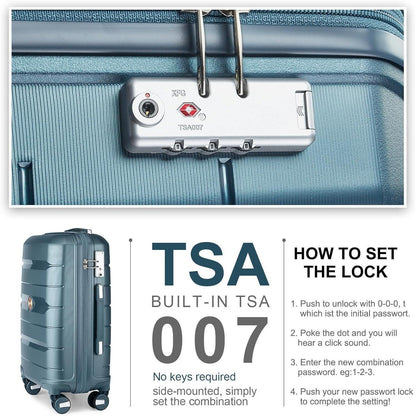 Kabinenkoffer Trolley Blau 55cm Erweiterbar mit TSA-Schloss