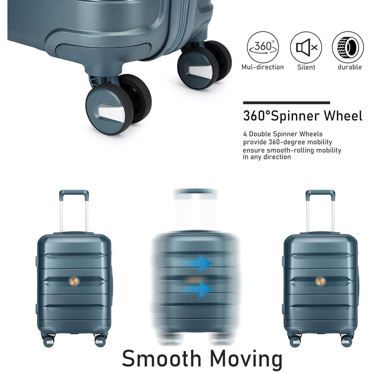 Kabinenkoffer Trolley Blau 55cm Erweiterbar mit TSA-Schloss
