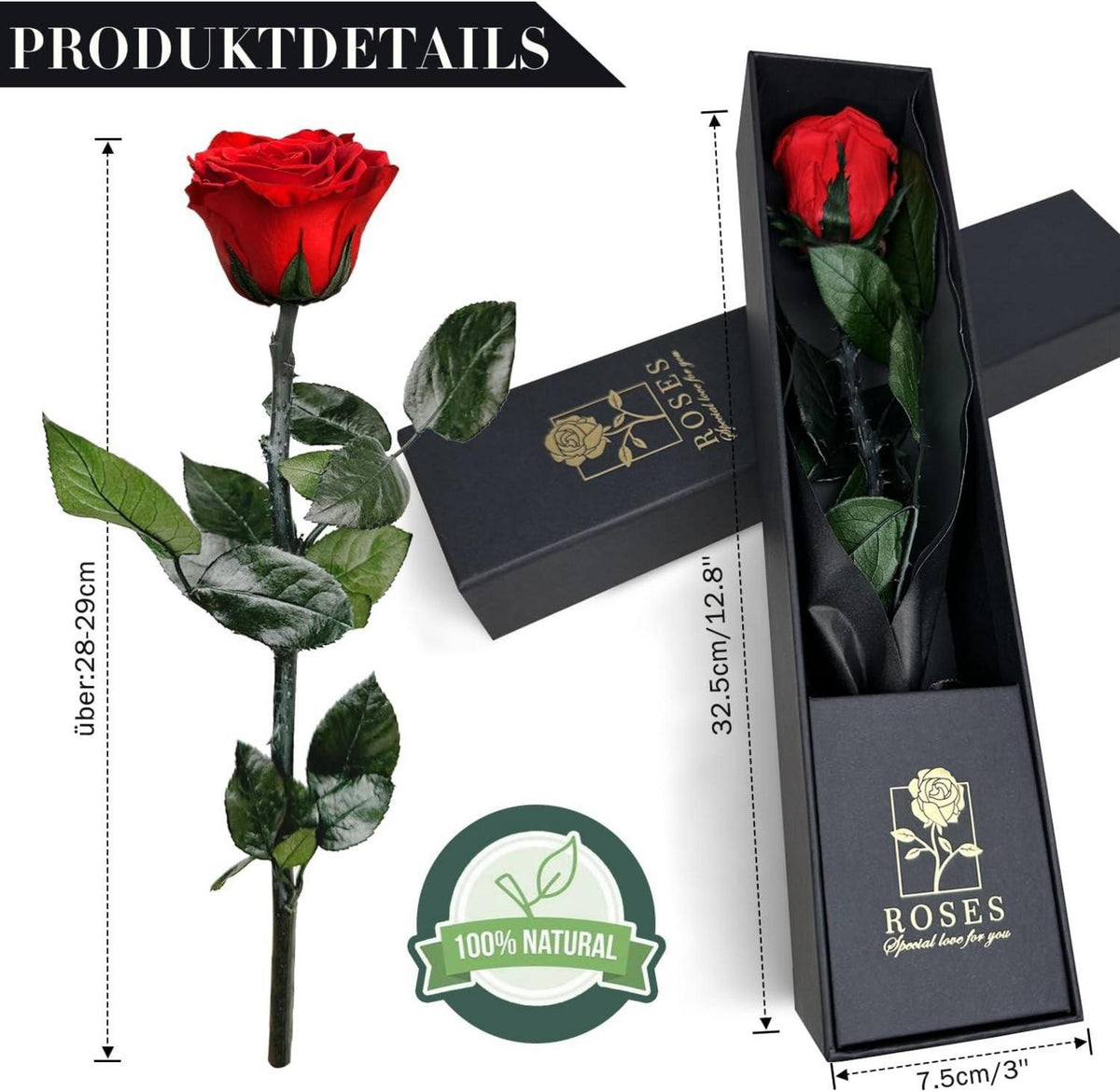 Ewige Rose in Geschenkbox Rote Infinity Rose für Frauen