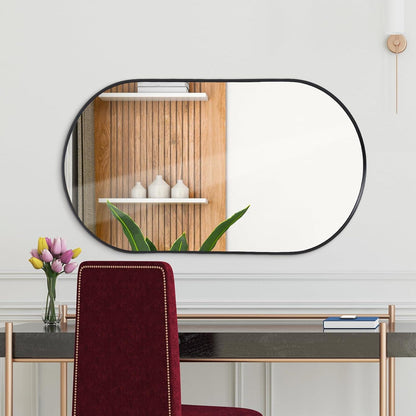Oval Wandspiegel Schwarz 55x75cm - Modernes Badezimmer Dekor