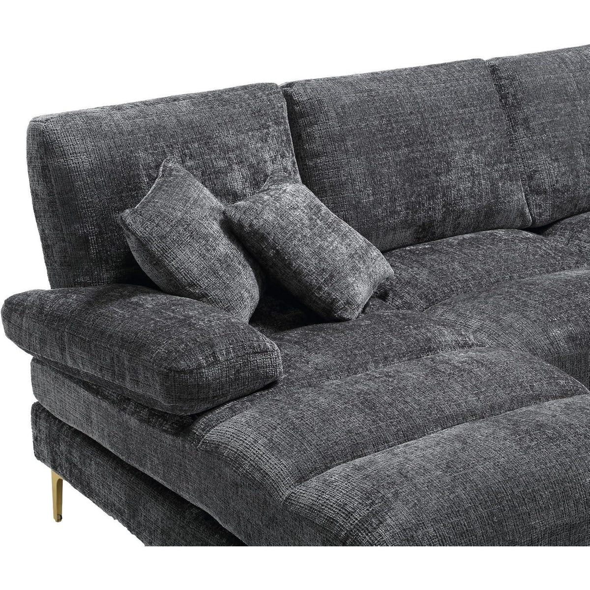 Modernes U-förmiges Chenille Sofa mit Liegefunktion (Grau)