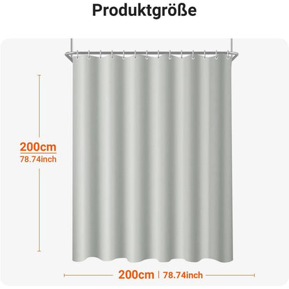 Duschvorhang Grau 200x220cm Textil Wasserabweisend Beschwerter Saum