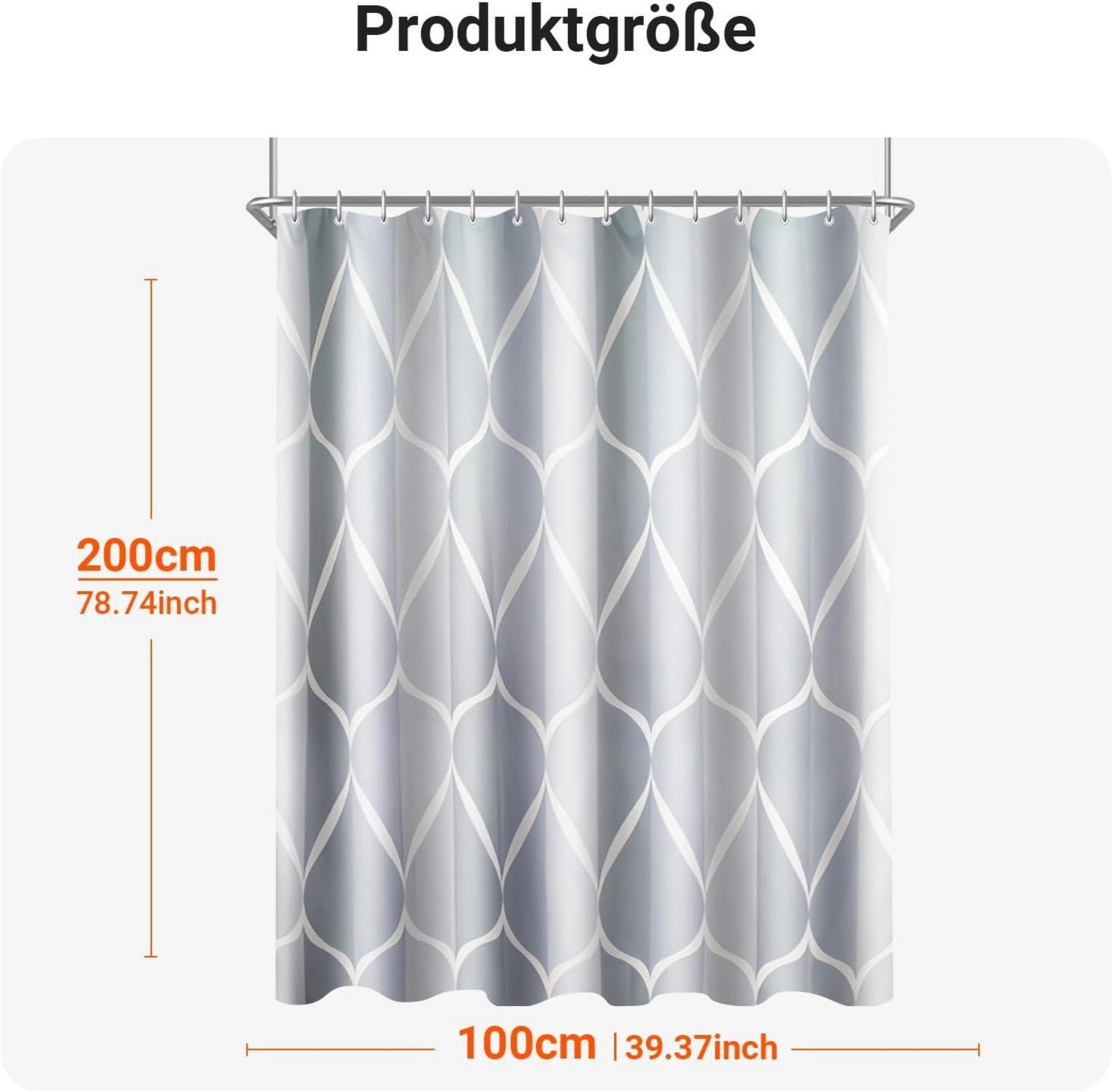 Duschvorhang 100x200cm Water Droplets Polyester Textil, Beschwerter