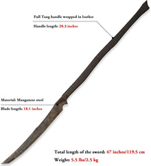 LQZJG 0166 Lange Schwertmachete Manganstahl 52HRC Full Tang