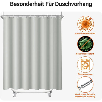 Wasserabweisender Duschvorhang Grau 260x200cm mit