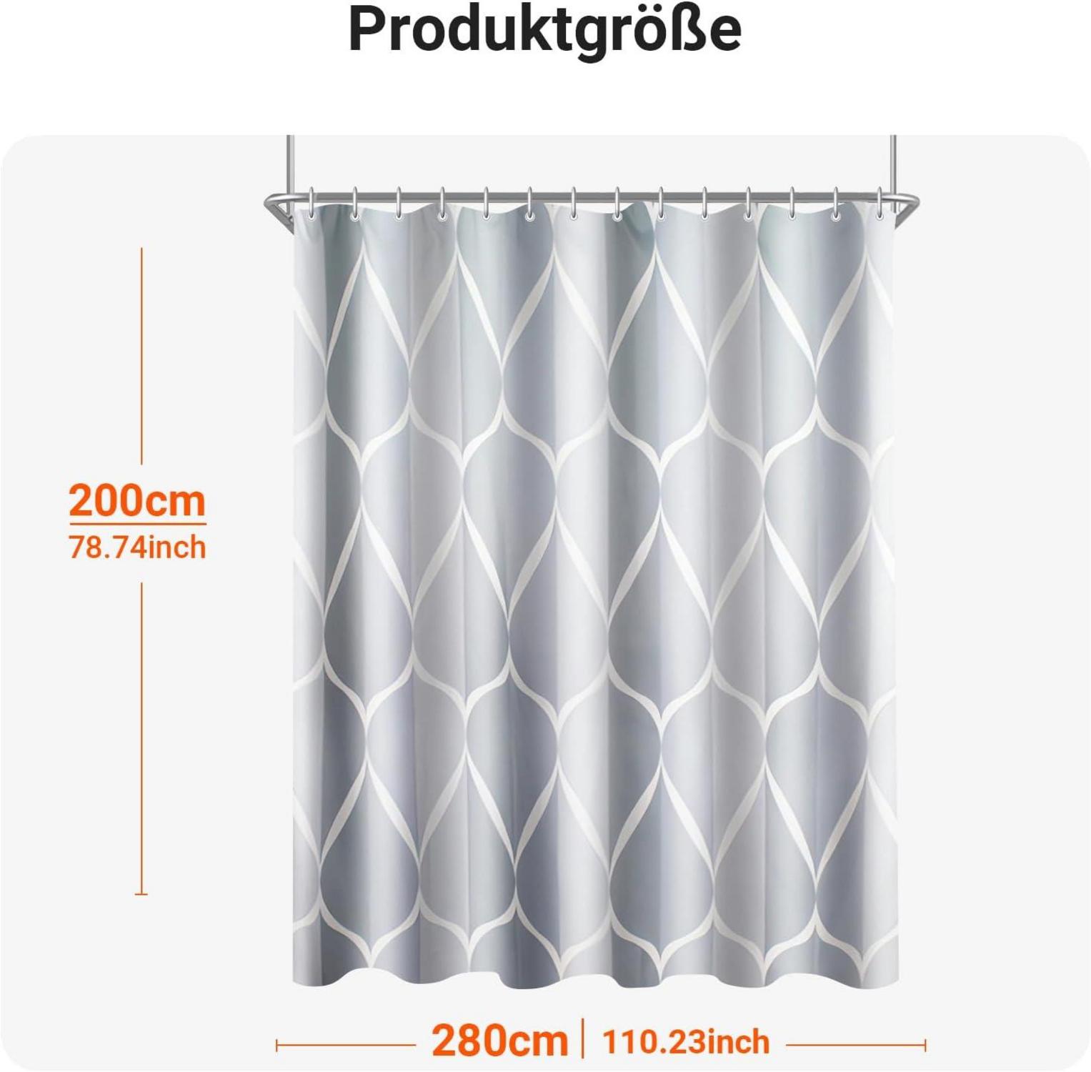 Duschvorhang Water Droplets 280x200cm Antischimmel Textil waschbar