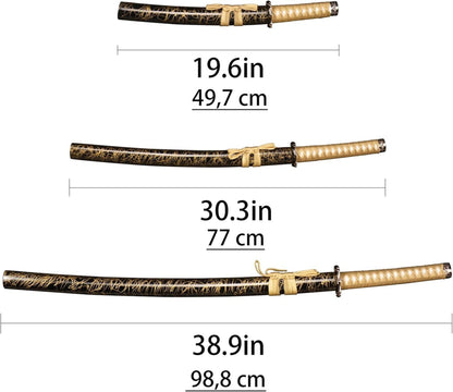 LQZJG 3-teiliger Satz japanischer Katana scharfer 1065
