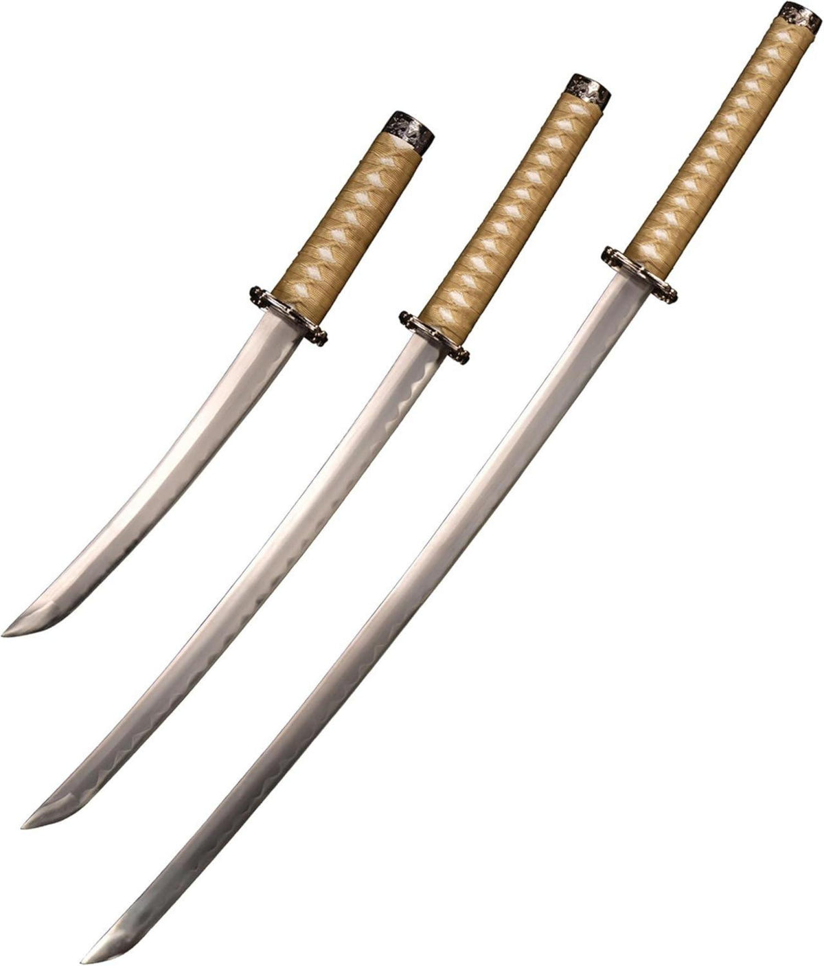 3-teiliger Satz japanischer Katana scharf 1065 Kohlenstoffstahl Metall