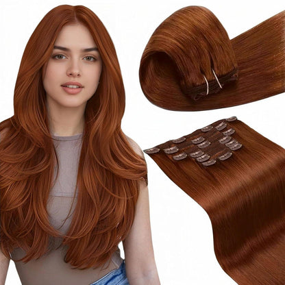 Rote Echthaar Clip-in Extensions 50cm – Salon Qualität
