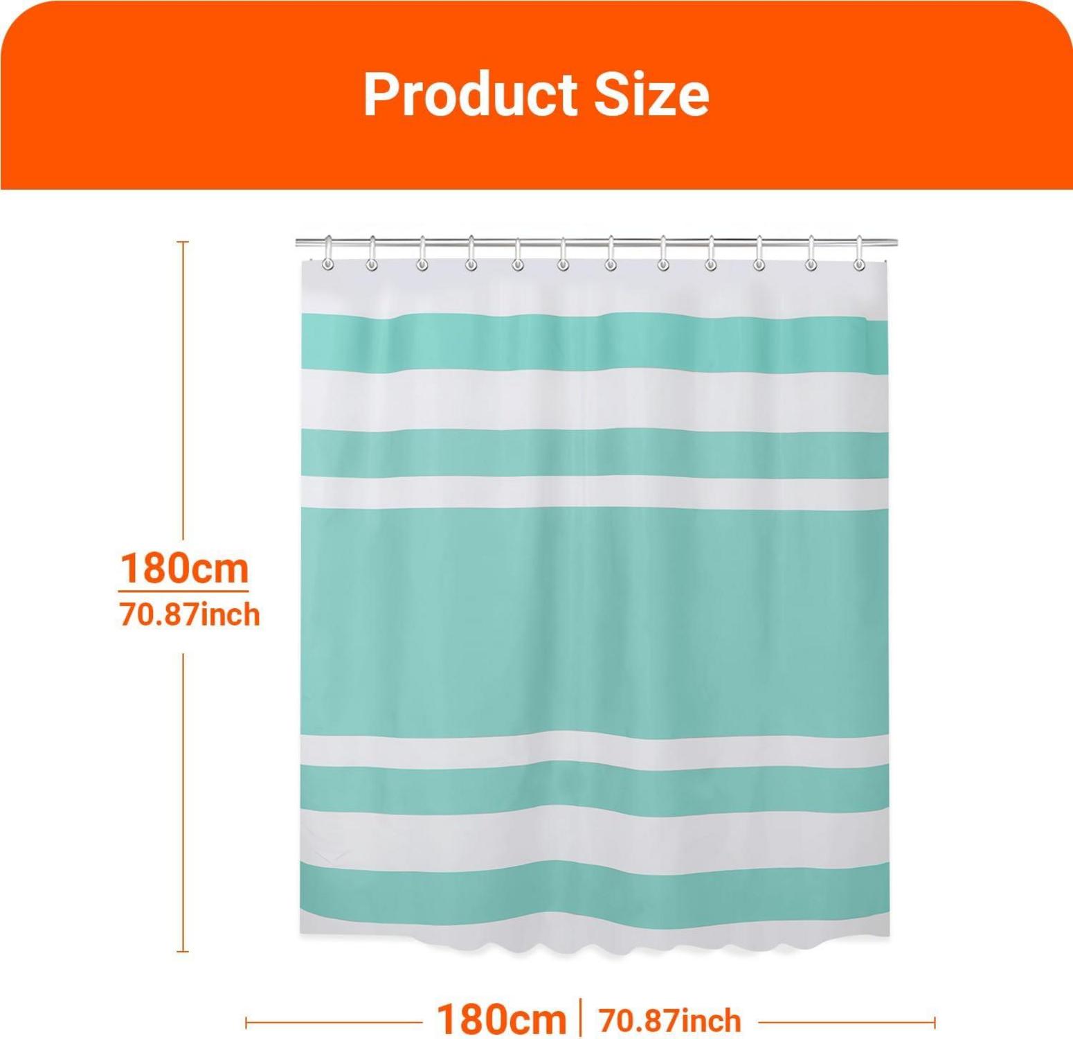 Duschvorhang Grün Streifen 180x180cm Antischimmel Textil Polyester mit