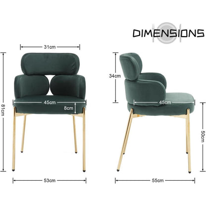 Samt Esszimmerstühle 2er Set – Modern & Komfortabel (Grün)