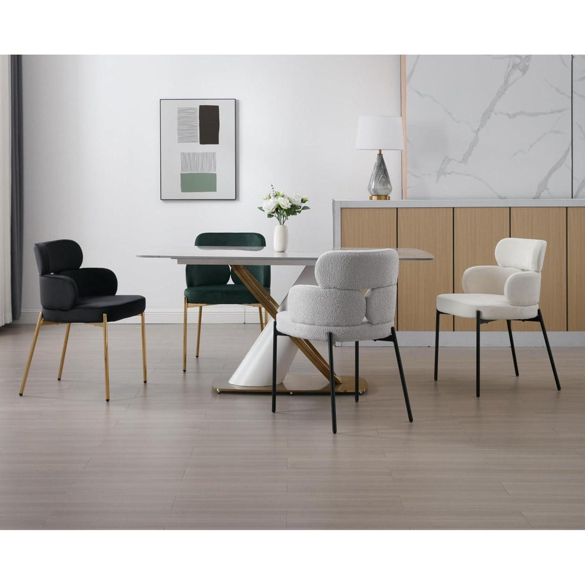 Samt Esszimmerstühle 2er Set – Modern & Komfortabel (Grün)