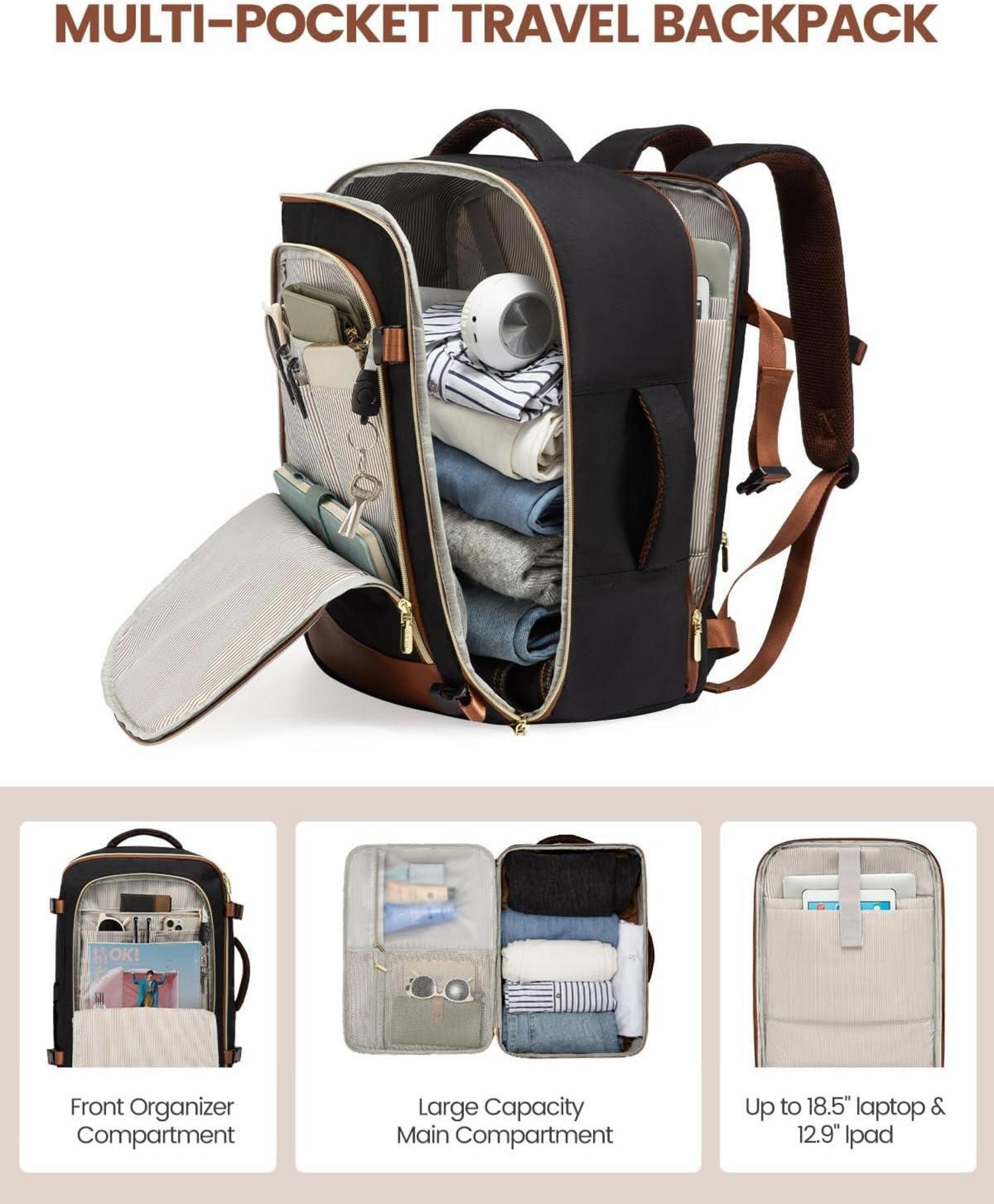 Handgepäck Rucksack 50L Damen Herren USB-Ladeanschluss Wasserfest